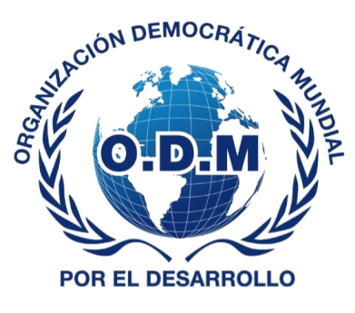 Imagen de la logo de la O.D.M. con un globo terráqueo y ramas de laurel.